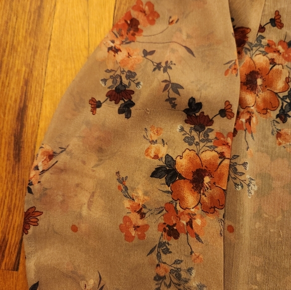 Floral Button Down Shirt in Cream and Brown - Picture 10 of 13